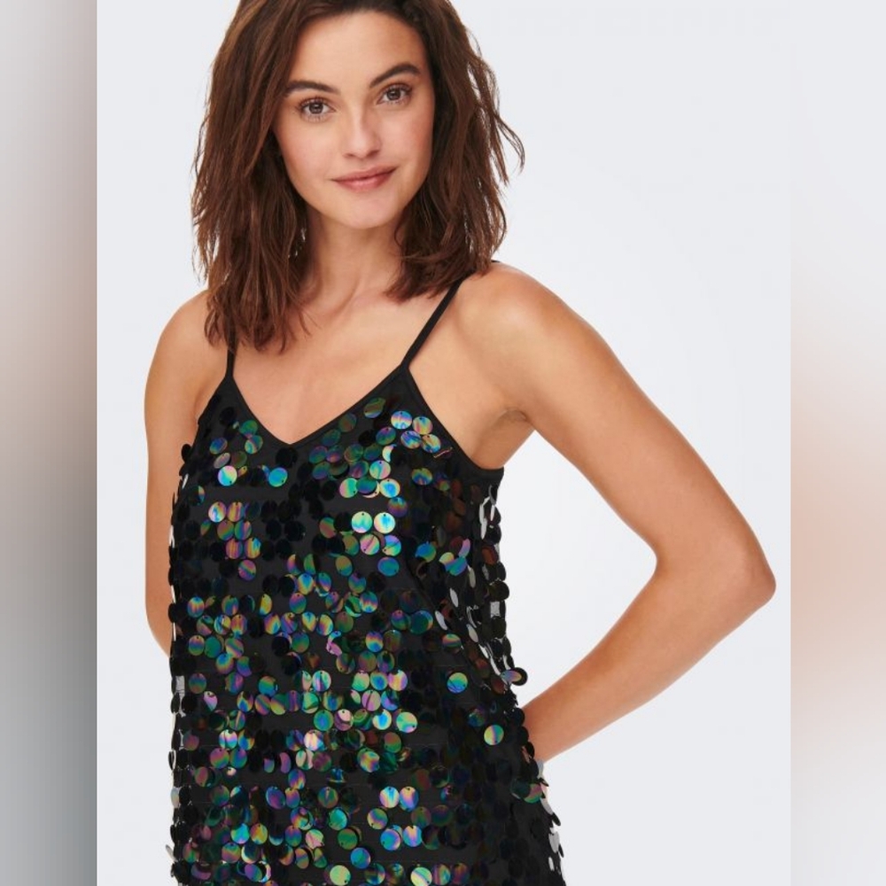 NWT Onlemili S/l Sequins Black Short Party Holiday Sexy Mini Dress - Picture 5 of 16